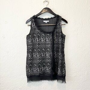 Cabi Blouse Top Black Illusion Lace Small S